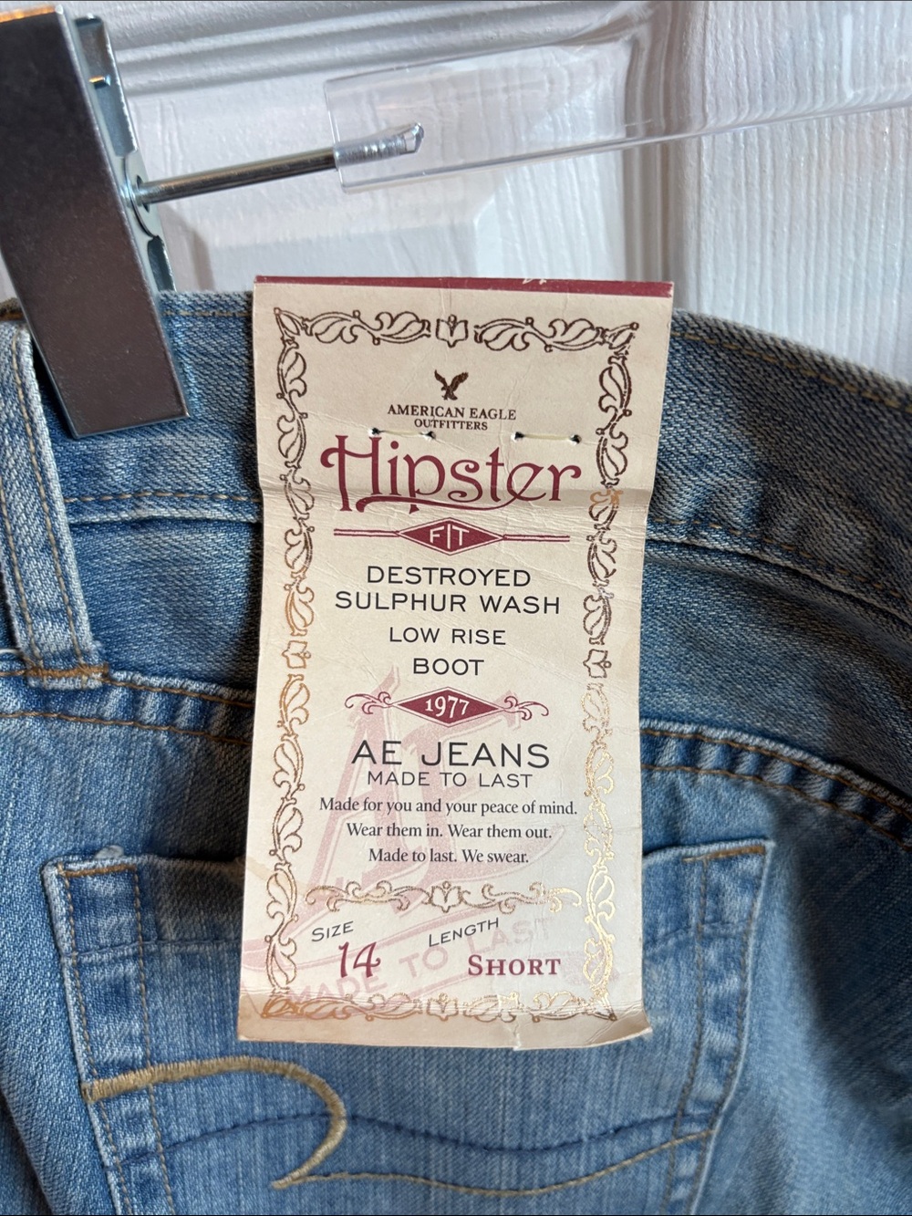 American Eagle Vintage Y2K Hipster Low Rise Bootcut Jeans - 14 Short/Petite NWT - Picture 4 of 16